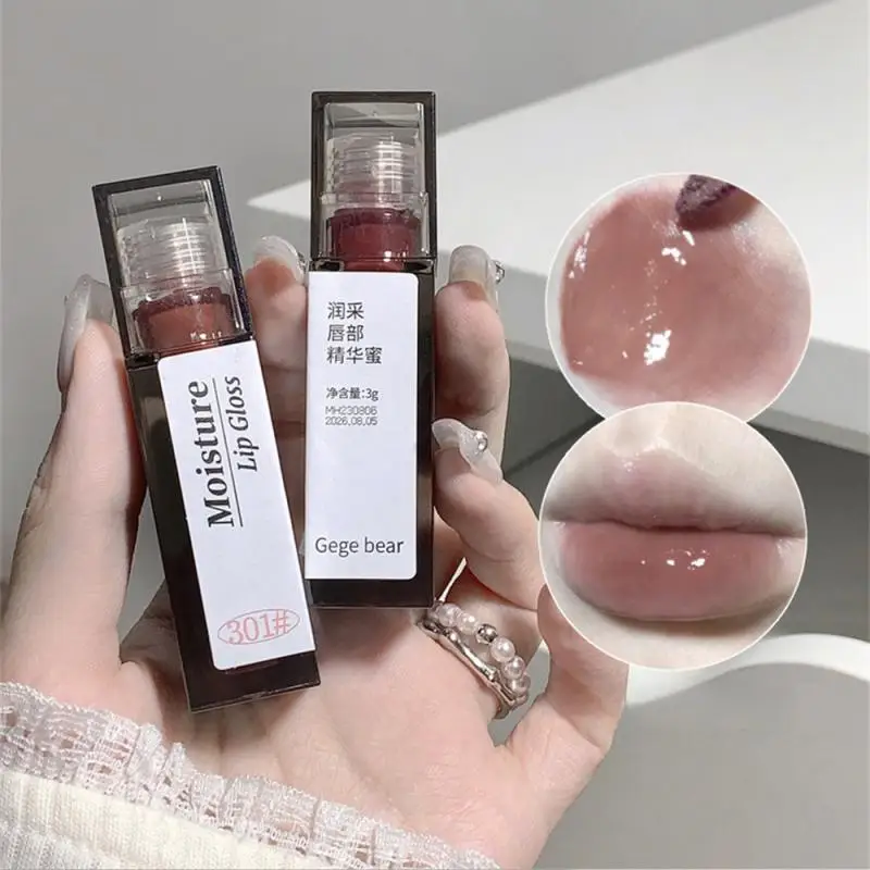 Black Tea Brown Lip Gloss Mirror Transparent Glass Lip Glaze Lava Chocolate Liquid Lipstick Non-stick Makeup Lip Tint Cosmetic