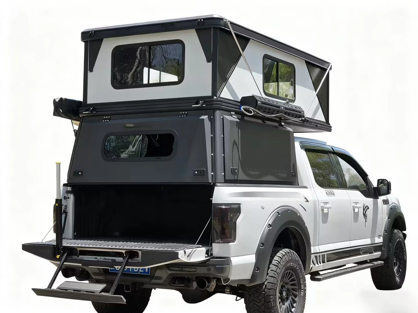 Pop-up Roof Camper Tent for Ford, Aluminum Pickup Camper Hard Shell Camper Tent with Awning