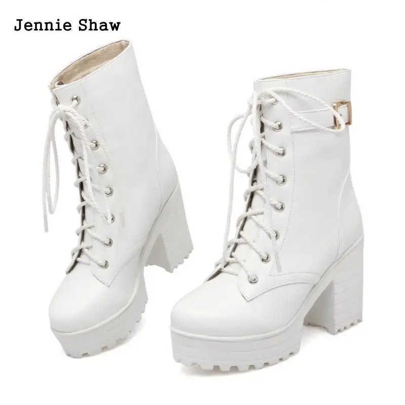 Black White Cosplay Dance Performance  Boots Women Laces Up Boot