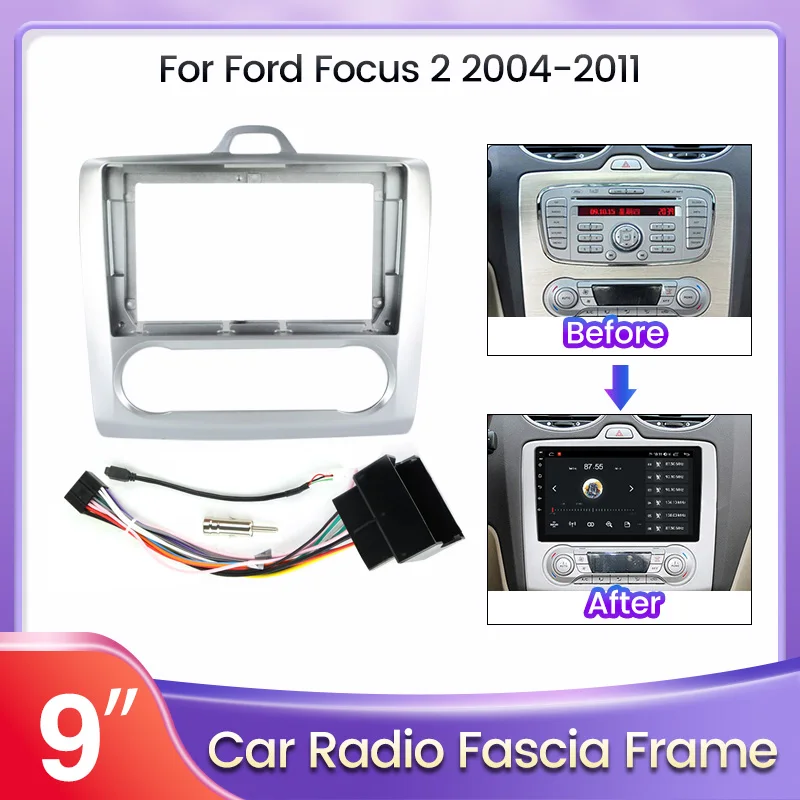 

9Inch Car Radio Screen DVD Frame Audio For Ford Focus 2 S-Max 2005 - 2011 2Din Multimedia Player Dashboard Trim Kit Panel Cable