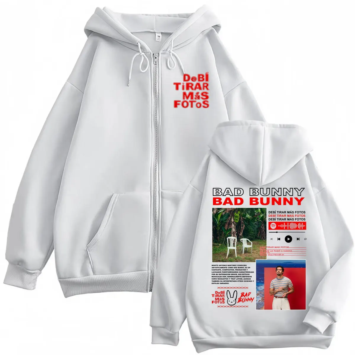 Bad Bunny DeBi TiRAR MaS FOToS 2025 New Album Zipper Hoodie Hip Hop Pop Music Zip Up Pullovers Men Women Fashion Y2k Sweatshirts