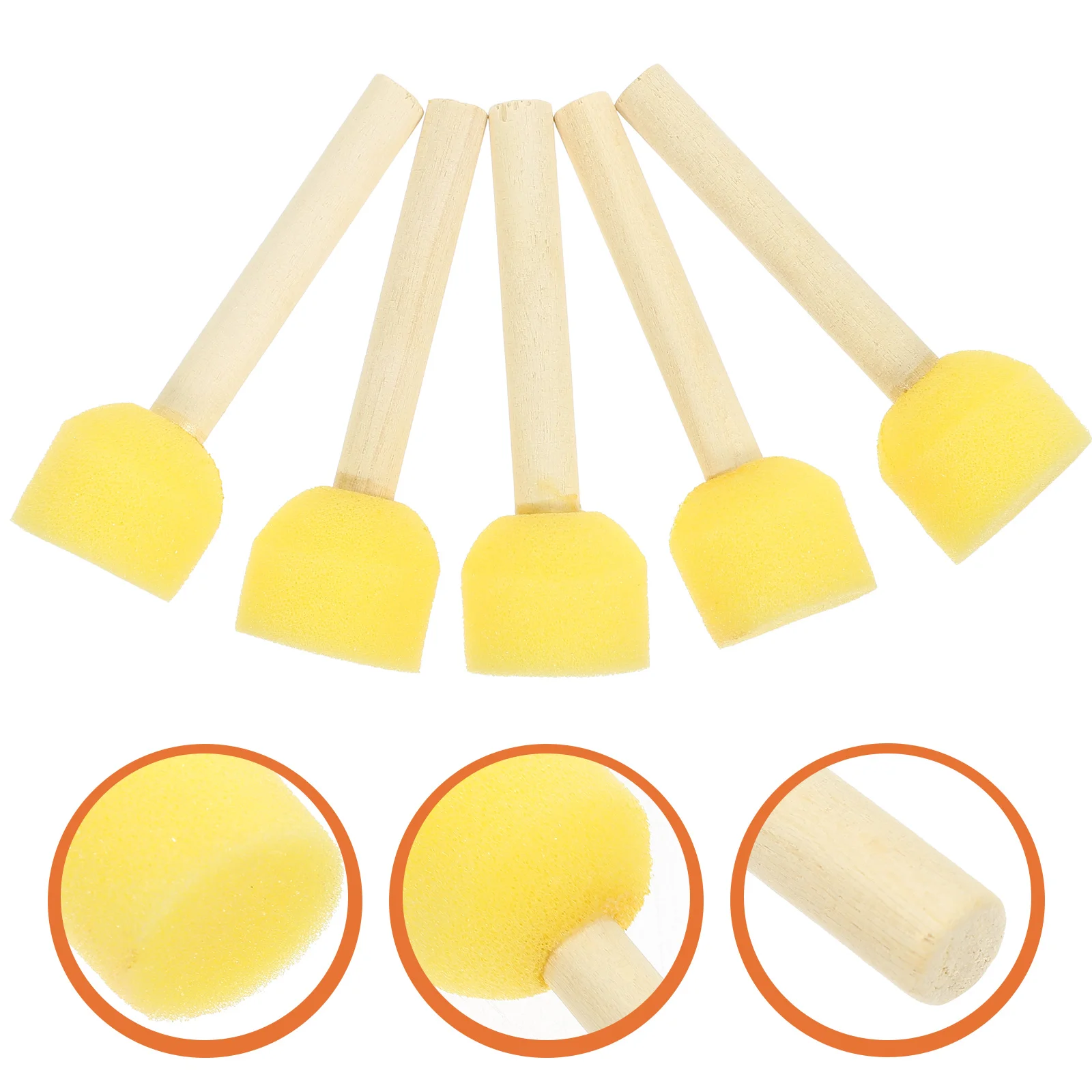 

20 Pcs Kids Suit Mushroom Head Sponge Painting Brushes for Drawing Supplies Yellow