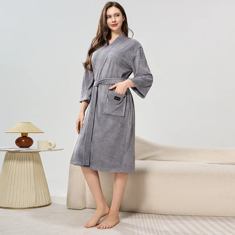 Vestidos De Novia Warm Autumn Winter Sleepwear Women Velvet Soft Shower Robe Loose Casual Nightwear Bathrobe Female Kimono