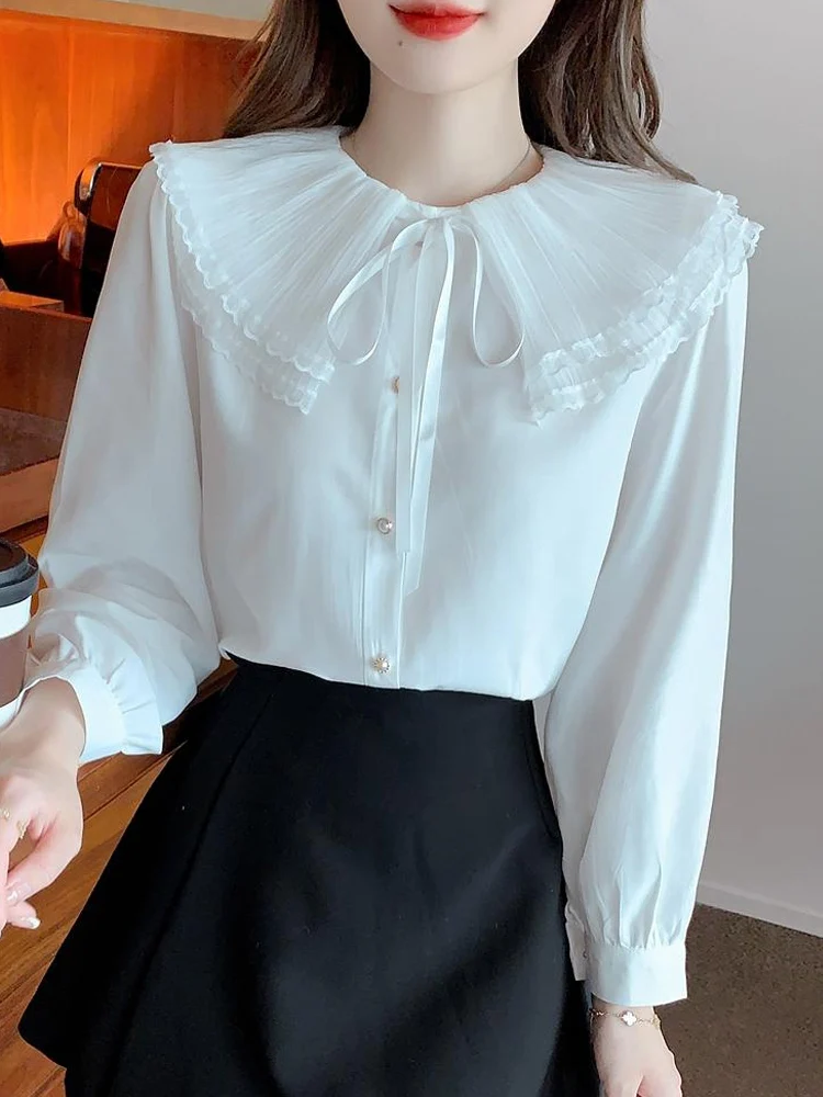 

Long Sleeve Blouse Women White Chiffon Blouse Shirt Women Tops Blusas Mujer De Moda 2024 Blouses Camisas Blusa Feminina F530