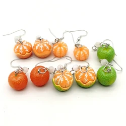Lovely Girls Unusual Earing Orange Fruit Drop Hanging  A Cat 's-eye Earrings Women for Teen Funny Female Ear Rings Jewelry Gift