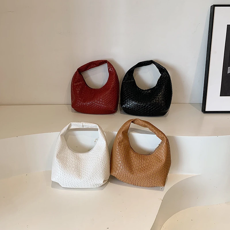 Fashion Woven Totes Women Handbag Large Capacity Soft Leather Underarm Bag Female Casual Shoulder Bags Commute Travel Big Bags