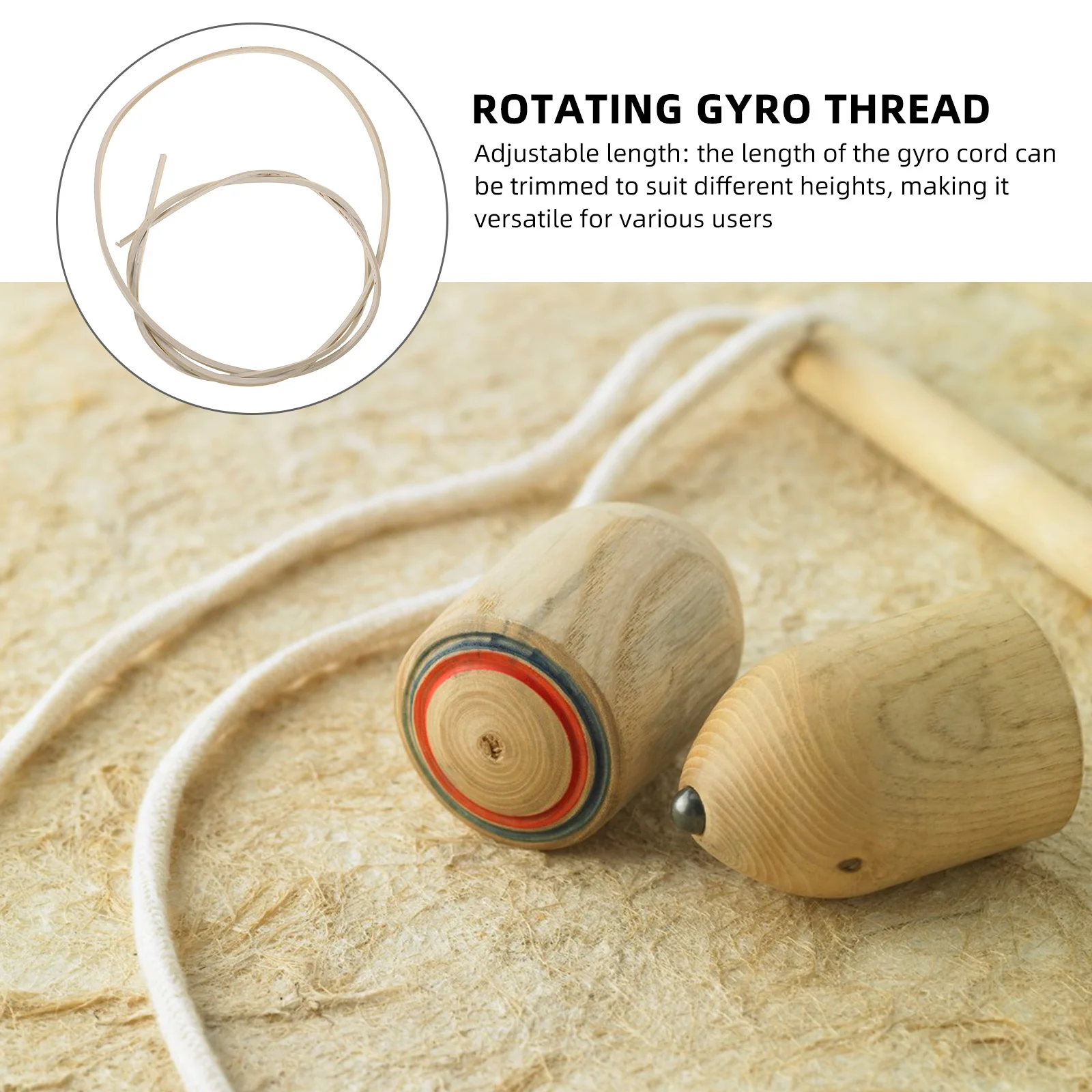 

Rotating Gyro Thread Replacement Bands Easy Use for Kids Adjustable Length Wooden Gyro Toys Fun Supplies