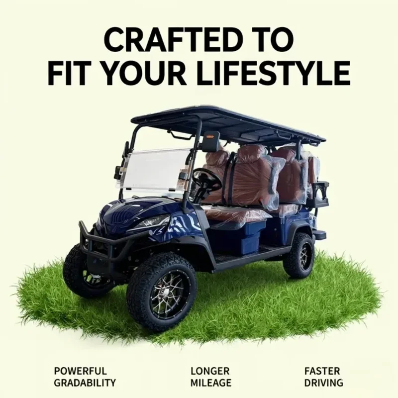 Golf Cart Steel Body 4 Wheel Electric Car 2 Seater Rear View Mirror For Golf Course Resort Utility Buggy