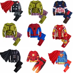 Avengers Superhero Pajamas Boys Spiderman Iron Man Nightwear Suit Boys Children Long Sleeve Halloween Costume Cartoon Sleepwear