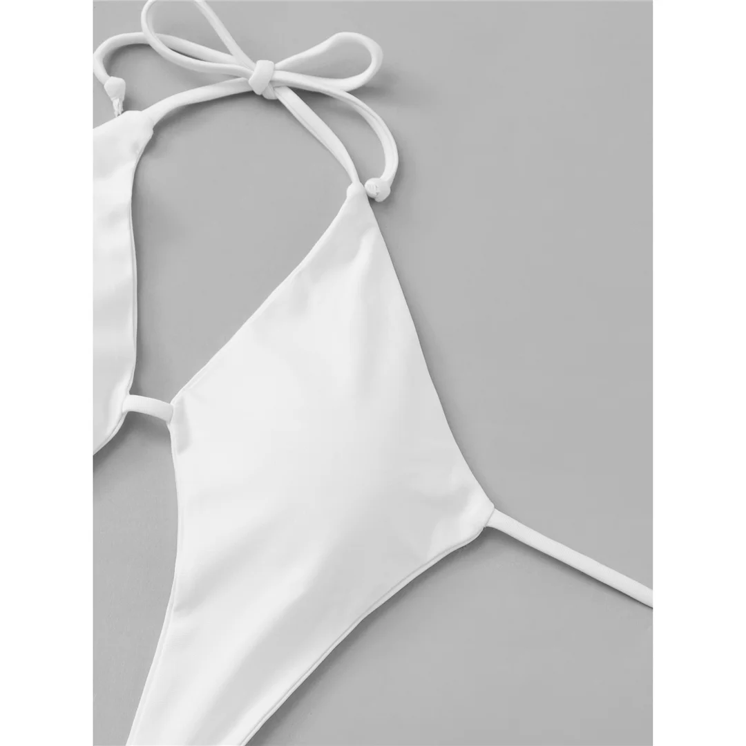 Sexy Cut-Out Neckholder Trikini mit hohem Beinausschnitt, einteiliger Badeanzug, Damen-Bademode, weiblicher Monokini, gepolsterter Badeanzug, Badebekleidung, Schwimmanzug V7968 – Detail 8