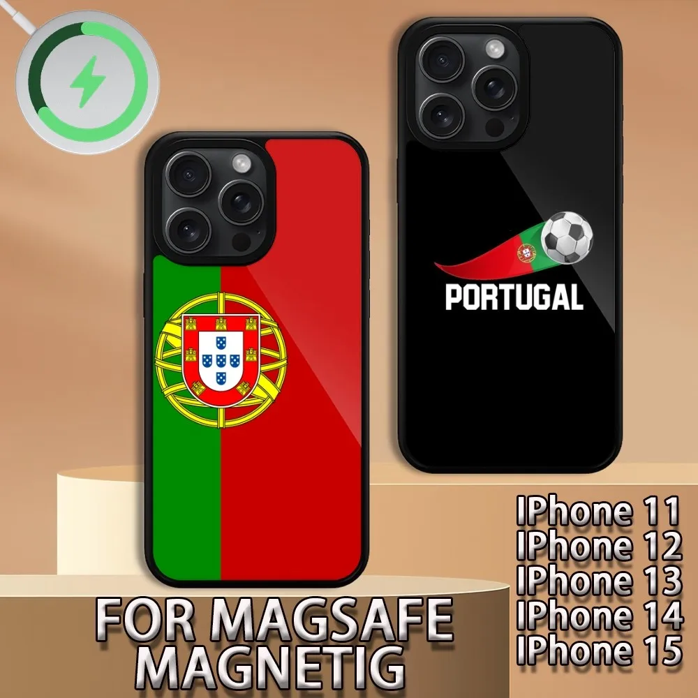 Portugal Flag  Phone Case For iPhone 15 14 13 12 11 Pro Max Plus Magsafe Magnetic Wireless Charging Cover