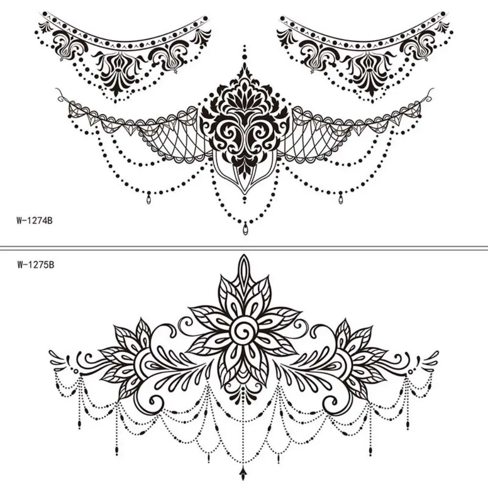 Tattoo Stickers Water Transfer Printing Lace Temporary Tattoos Waterproof Lasting Sweatproof Fake Tattoos Makeup Henna Tattoo