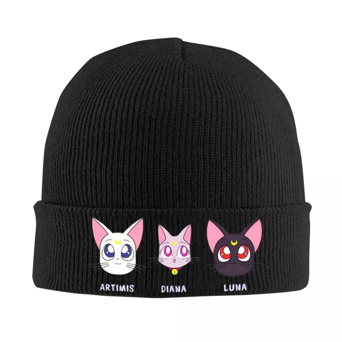 S-Sailor M-Moon Anime Art Cats Bonnet Hats Beanie Hats Autumn Design Knitted Hat Vintage Men Women Gym Elastic Cap