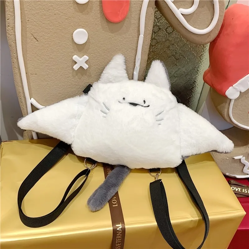 2026 New Manta Ray Personality Backpacks Plush Doll Design Sense Funny Bags Japanese Cute Girl Cartoon Fashion Backpack