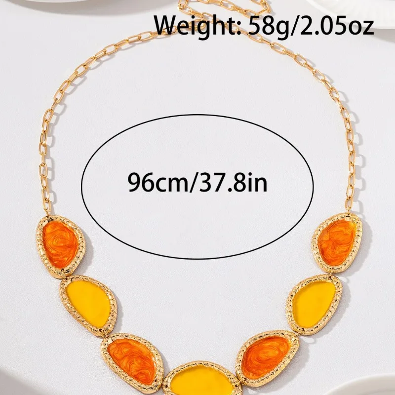 Boho Orange Yellow Irregular Enamel Waist Chain Vintage Geometric Belly Chain Women Body Jewelry