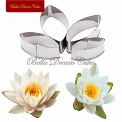 4pcs/set Water Lily Petal Stainless Steel Cutter Mold DIY Lotus Clay Mould Handmade Fondant Flower Model Cake Decorating Tools