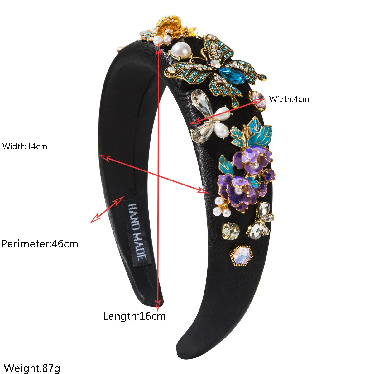 New Fashion Baroque Headband Alloy Drip Oil Flower Diamond Butterfly Accessories Imitation Pearl Headband Women 2