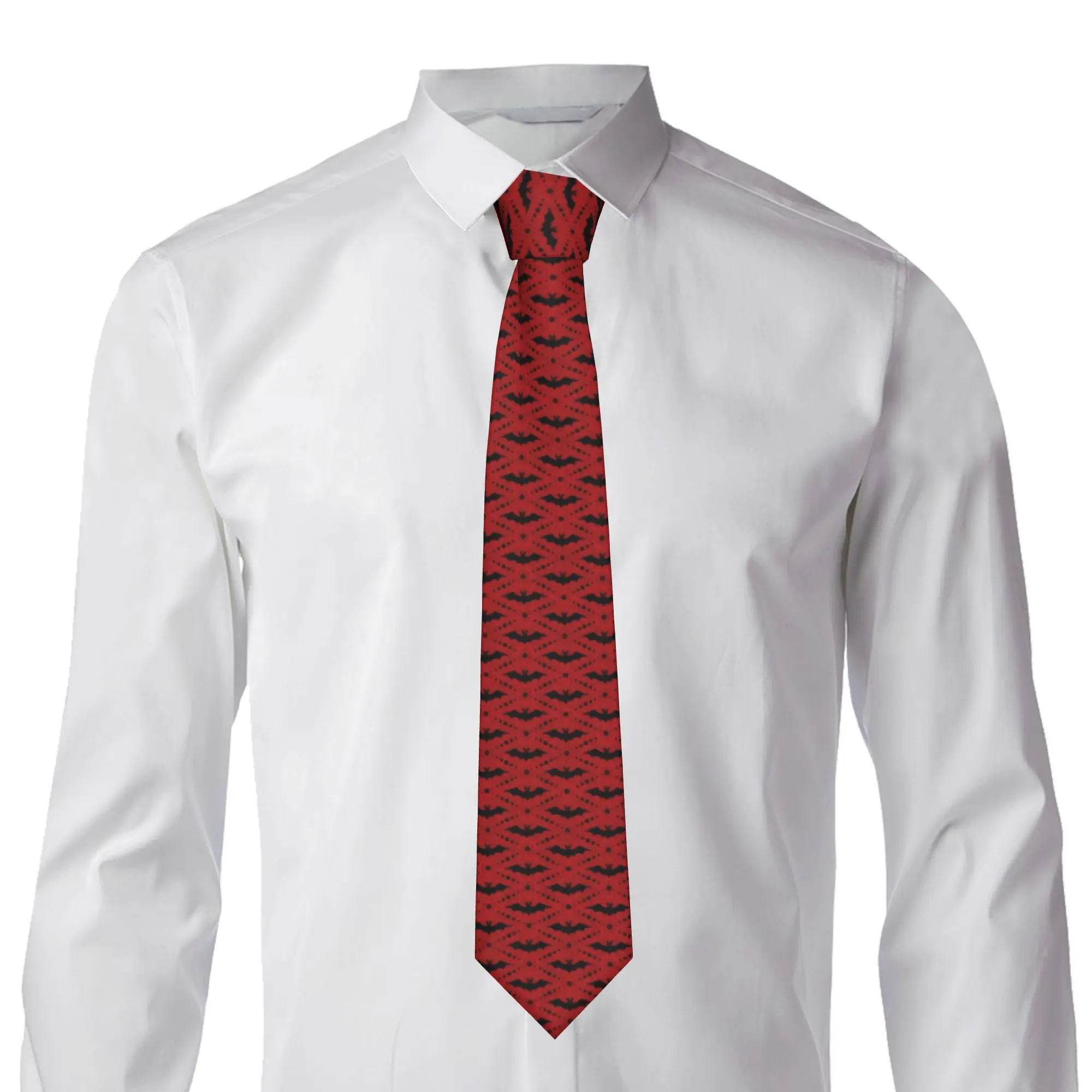 Black Bats on Red Ties Men Formal  Silk Wedding Necktie