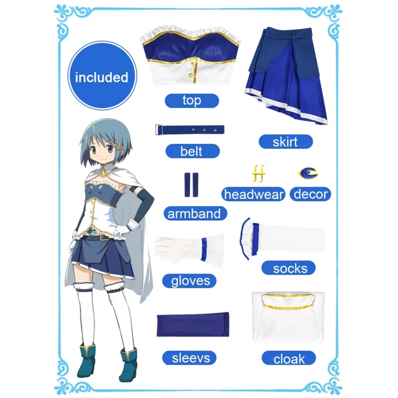 Новый костюм для косплея аниме Мики Саяка 2025 года, платье, плащ с заколкой для волос, носки Puella Magi Madoka Magica Girl, ролевая игра на Хэллоуин ★ AA9X