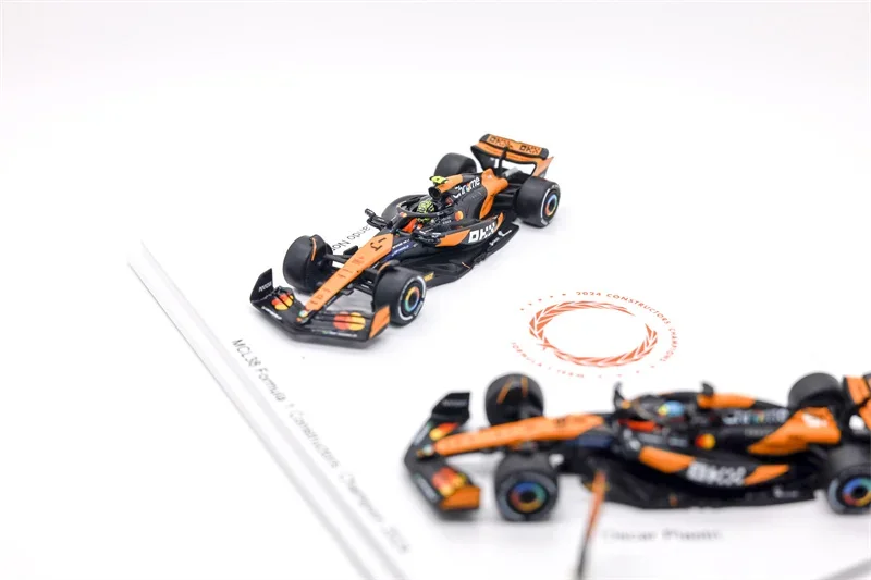 Spark 1:64 MCL38 nr 4 i 81 Constructor Champion F1 2024 zestaw dwóch samochodów, model kolekcjonerski odlewany ciśnieniowo