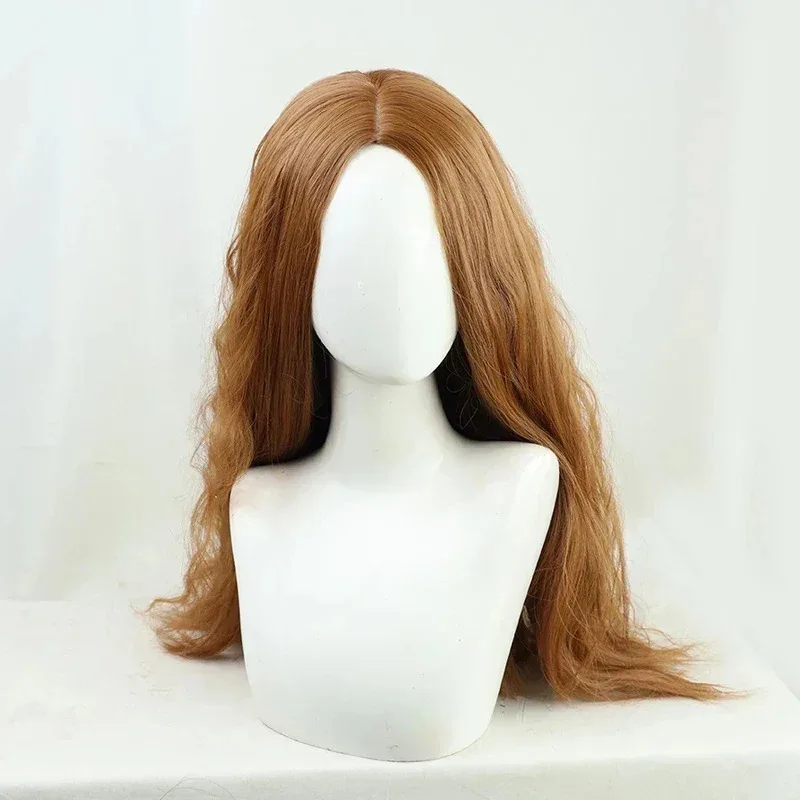 Wanda Vision Long Wavy Cosplay Wig Scarlet Witch Heat Resistant Synthetic Hair Perucas Cosplay Wigs   Mask   Free Wig Cap