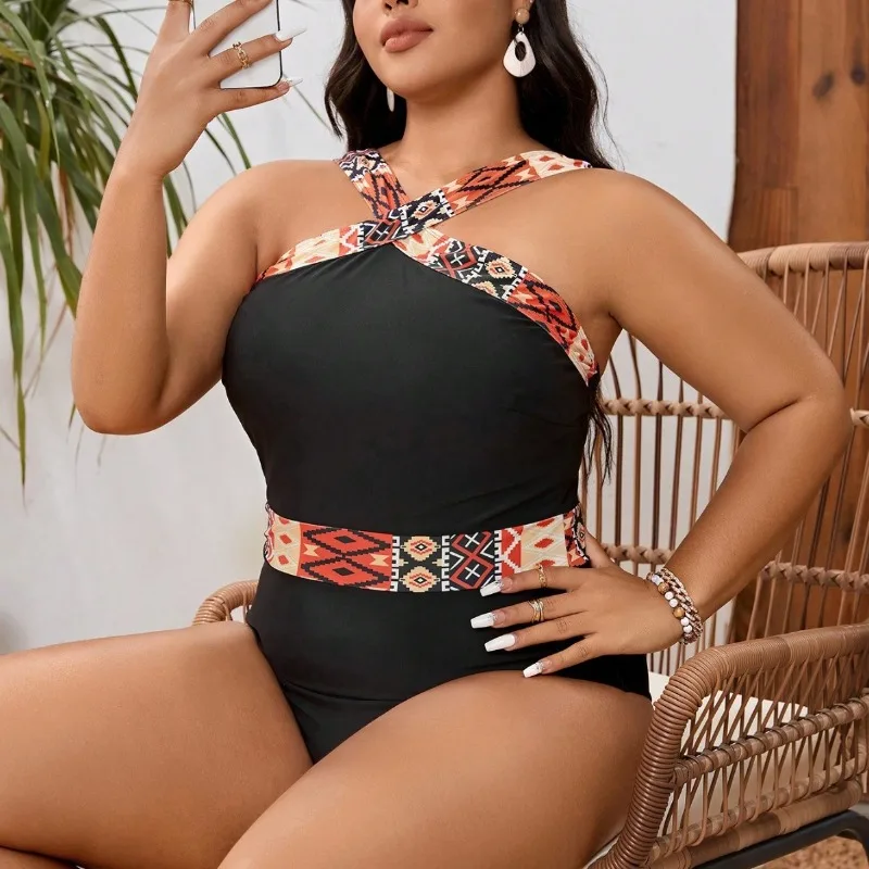 Large Plus Size One Piece Swimsuit Women Sexy Swimwear Female Bathers Bathing Swimming Swim Suit Beach