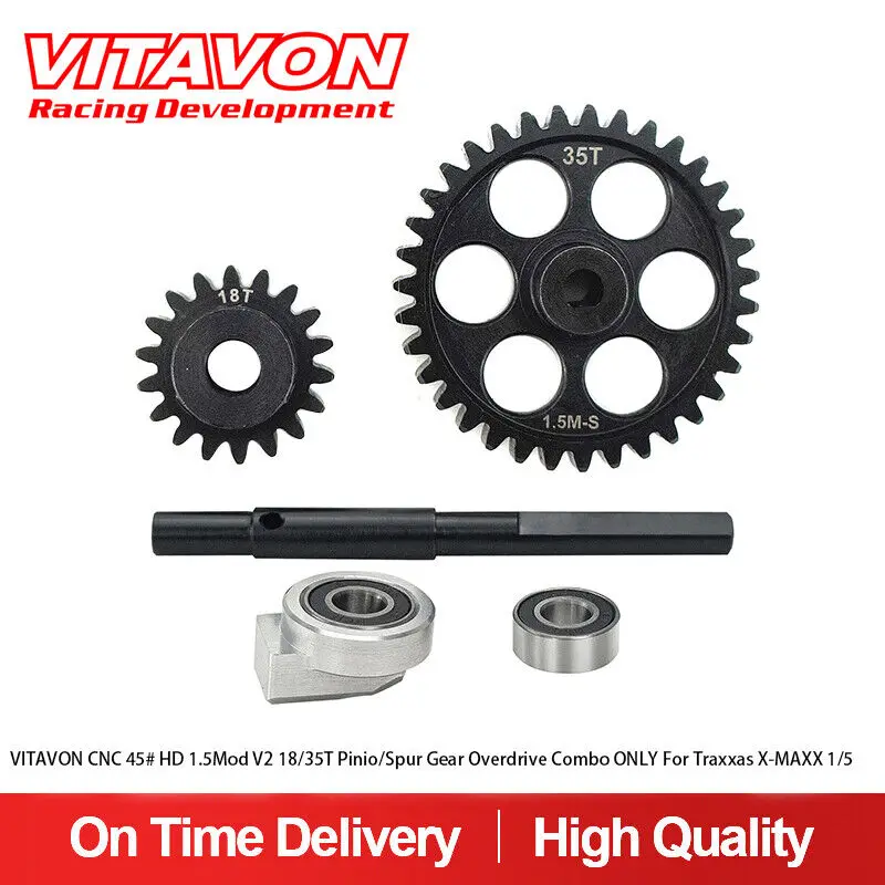 

VITAVON CNC 45#HD 1.5Mod V2 18/35T Pinio/Spur Gear Overdrive Combo ONLY For Traxxas X-MAXX1/5