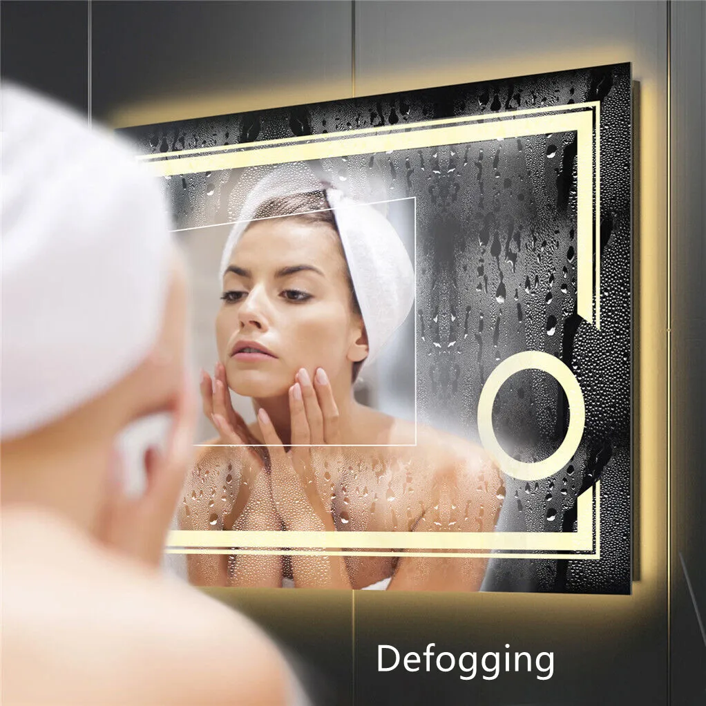 LUVODI LED Bathroom Mirror Wall Mounted, Magnifying Vanity Mirror with Lights for Makeup Shaving, Washroom Toilet Shower Mirror