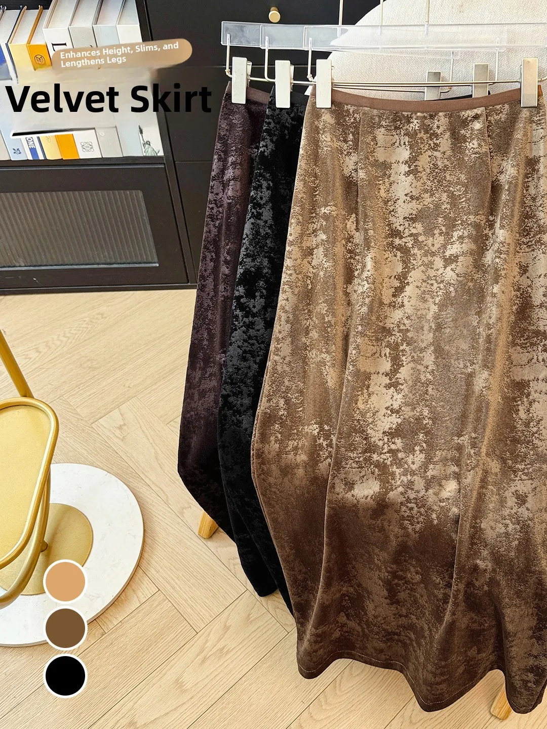 Korean Style High Waist A-Line Long Skirt Women's Embroidered Straight Cut Split Half-length Skirts Fashionable Commute