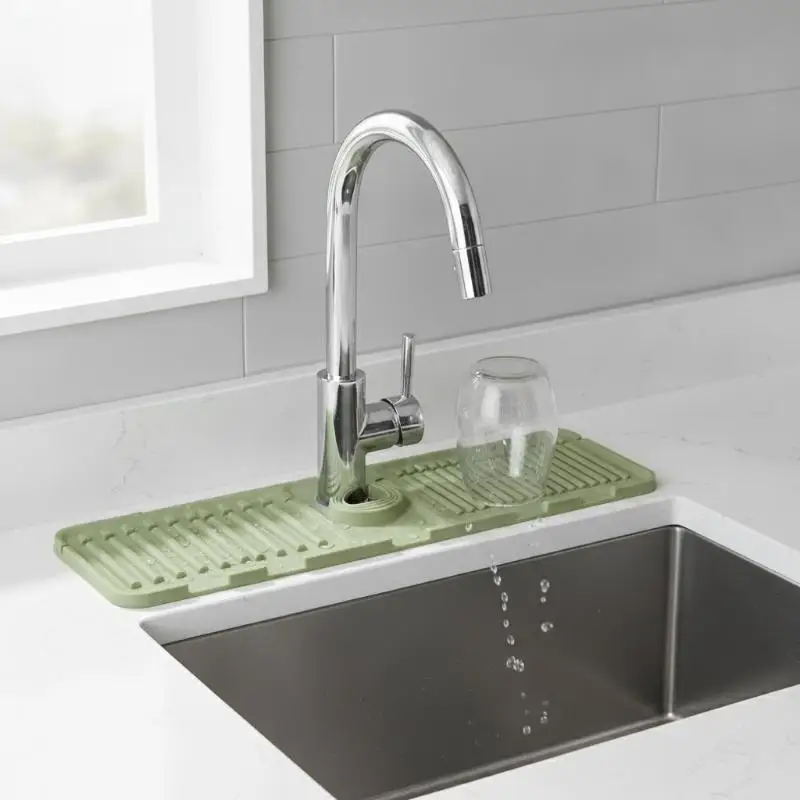 Faucet Splash Protection Pad Non Slip Quick Drying 1/2Pcs Drain Mat for Bathroom Kitchen Sink Countertop