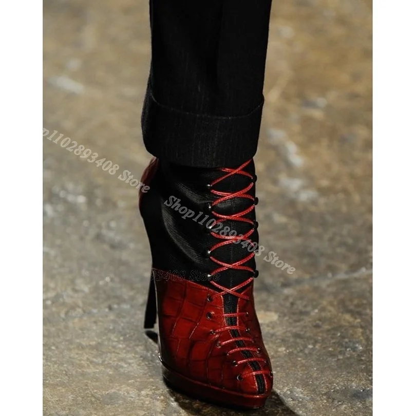 

Двухцветные ботильоны со шнуровкой, с круглым носком, на тонком высоком каблуке, модный весенний дизайн для женщин, повседневные ботинки, Zapatos Para Mujeres