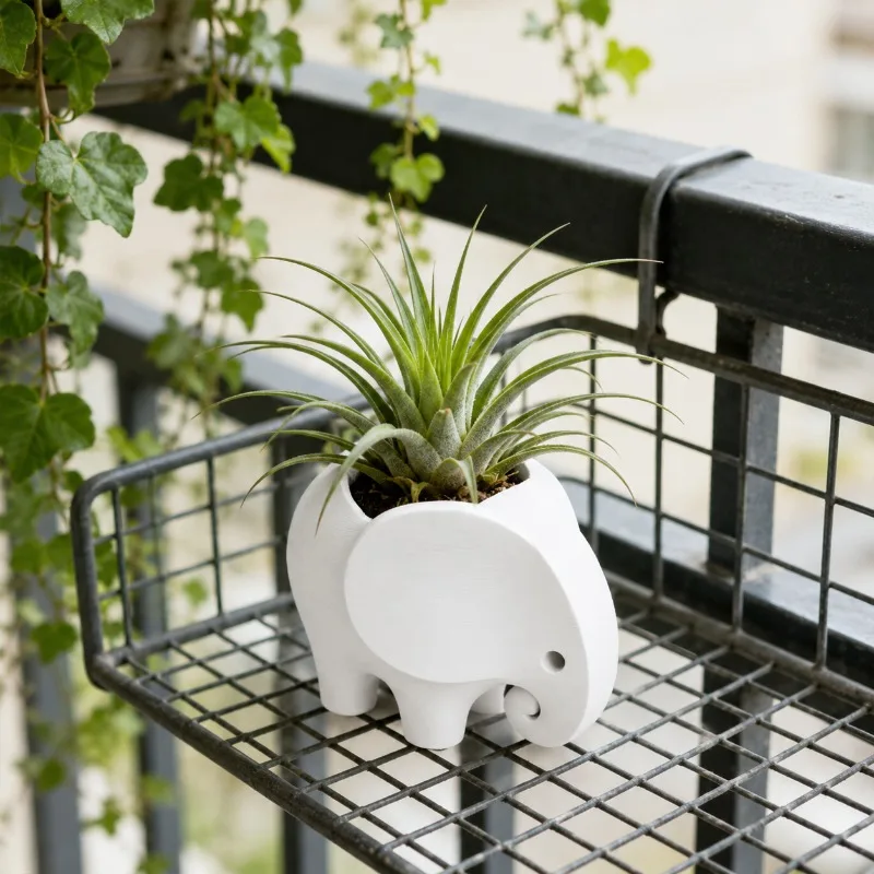 1pc Mini Elephant Succulent Planter Pot with Drainage Hole, Small Cactus Pot, for Desk Shelf Balcony, Indoor/Outdoor Use