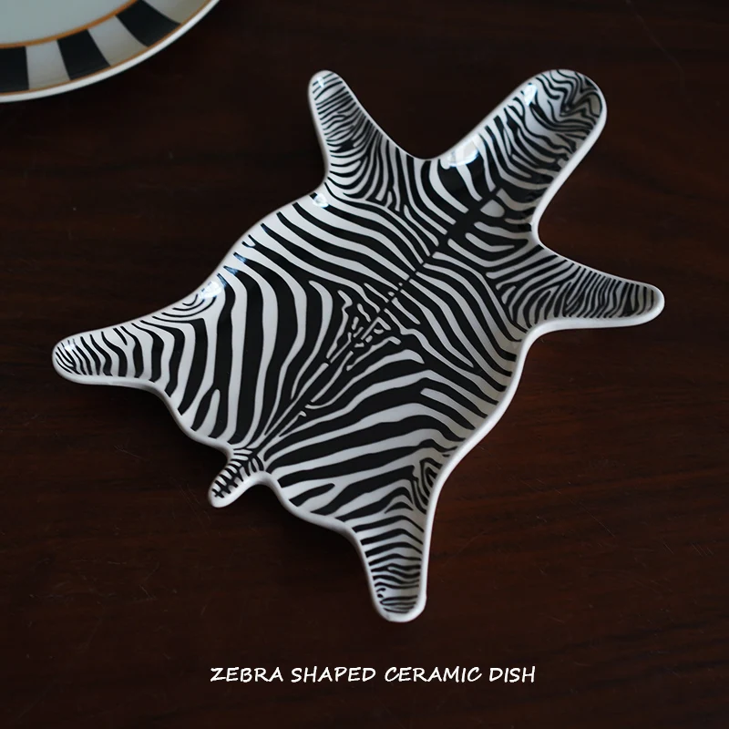 Nordic Zebra Shaped Ceramic Decorative Dishes Creative Living Room Bedroom Jewelry Rings Plates Storage Crafts Christmas Gifts