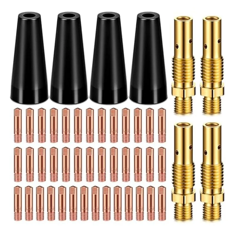 

48Pcs Flux Core Gasless Nozzle Tips Kit KP1939-1 Flux Core Welder Mig Welder Contact Tips Gasless Nozzle Gas Diffusers Durable