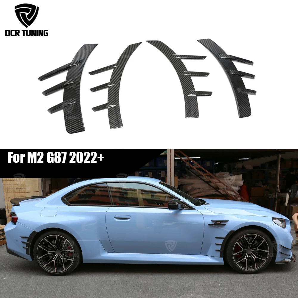 4/2pcs For 2022+ BMW G87 M2 Coupe MP Style Real Dry Carbon Fiber Front/Rear Side Fender Wheel Arch Spats Trim Vent Canards