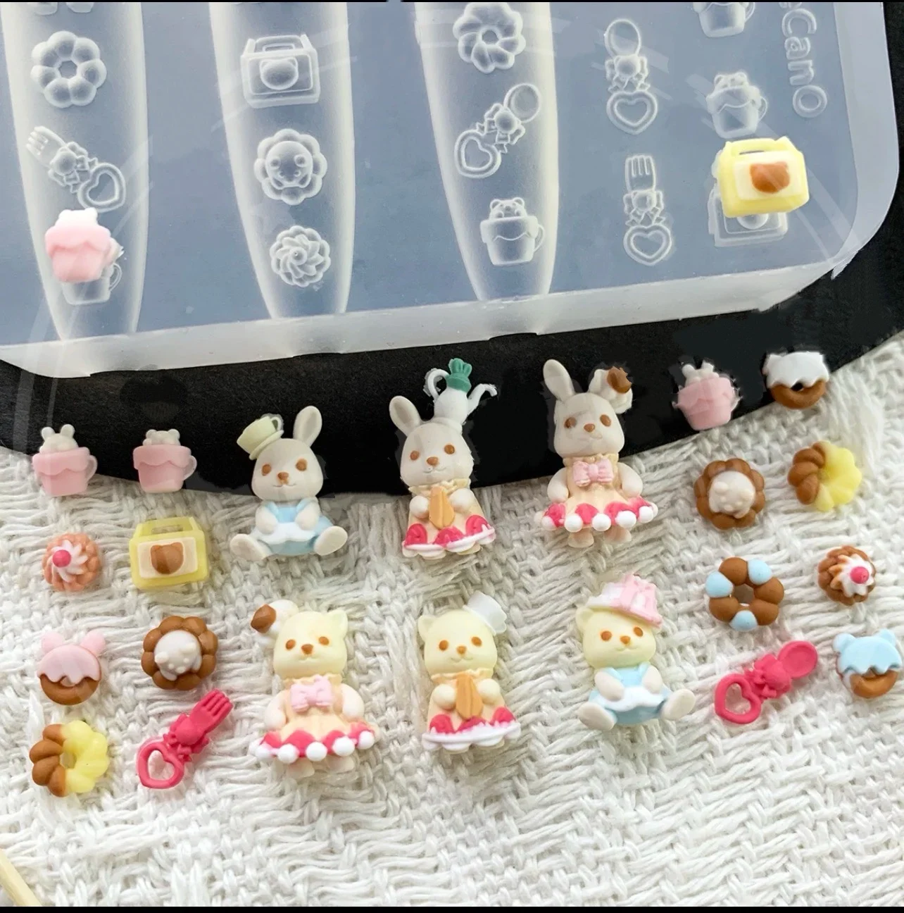 Cartoon Tea Party Nail Art Resin Casting Mold Silicone Mold Accessories Resin Liquid Mold Resin Keychain Silicone Mold Resin Mold