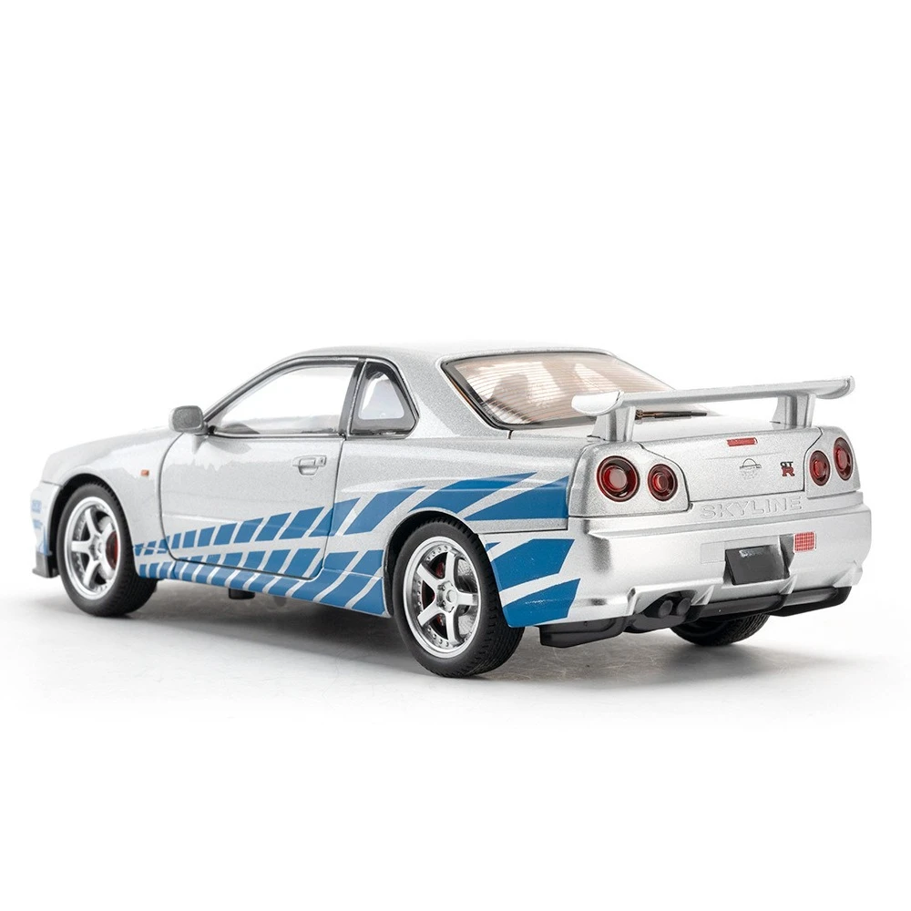 1:24 R34 SKYLINE سريع سبيكة محاكاة نموذج سيارة Diecasts ولعبة المركبات وسيارات غاضبة الديكور لعب للأطفال الصبي