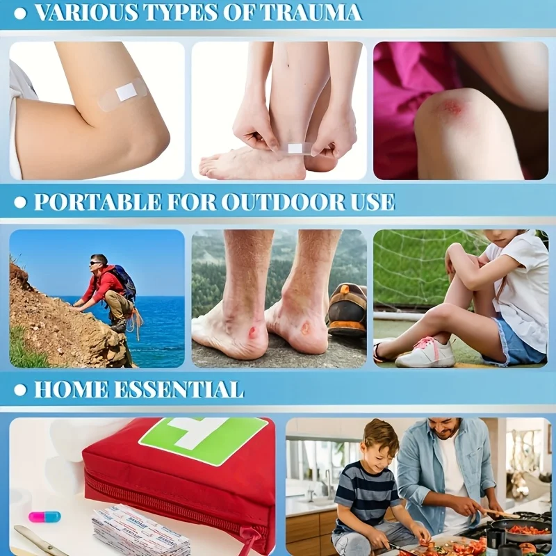 100 Stück Transparente Wasserdichte Pflaster Familien-Vielfaltspackung Durchsichtige Klebepflaster für Wundversorgung, Finger, Ellbogen, Knie und Fersen – Detail 4