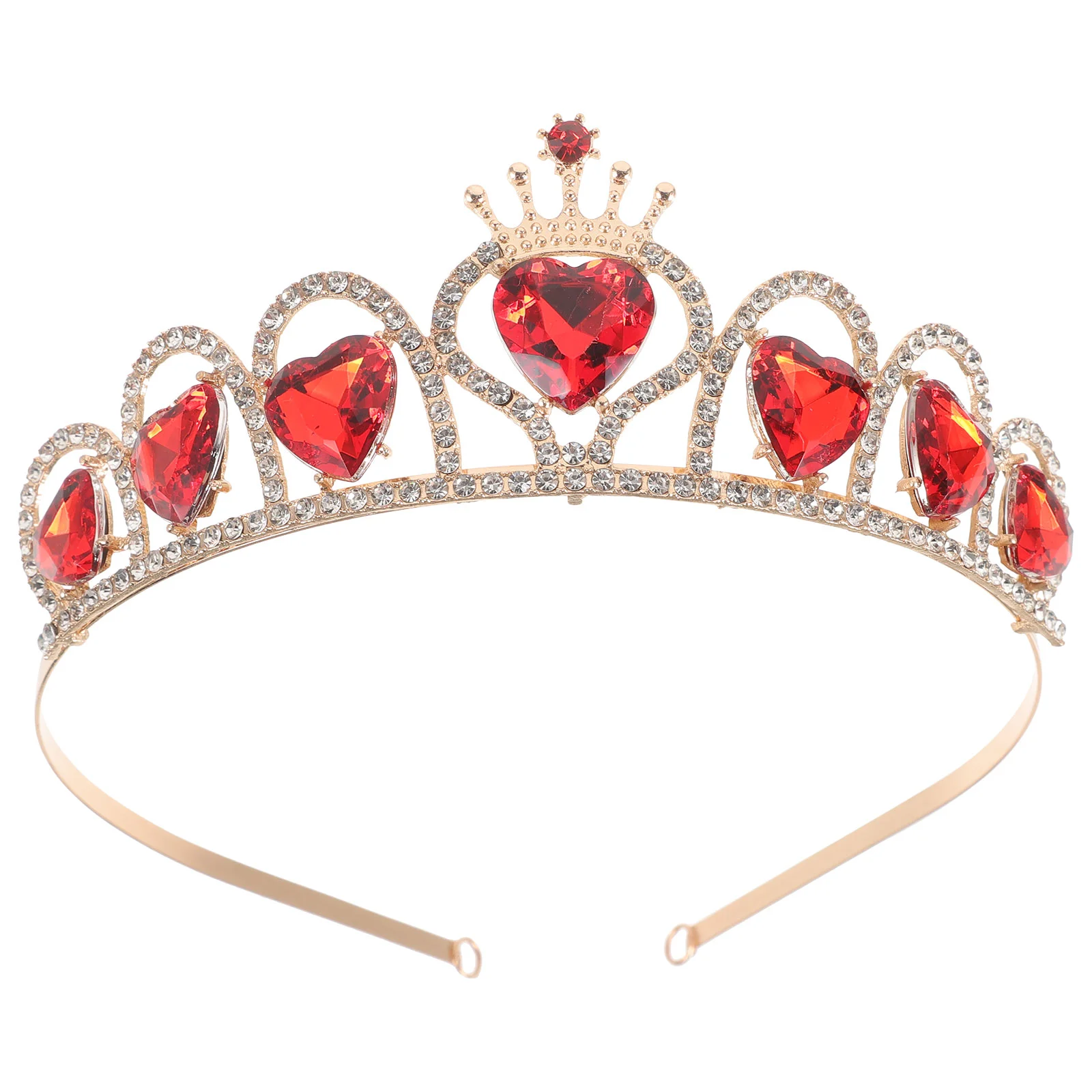 

Love Crown Headband Bridal Headdress Heart Shape Crystal Wedding Red Hair Accessories Acrylic