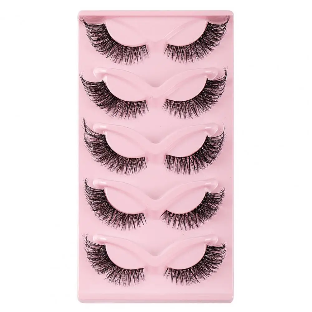 Lengthening Effect False Eyelashes 5 Pairs Lashes Set Natural 3d Faux Mink Eyelashes Soft Dense Curly Fake Makeup for Charming