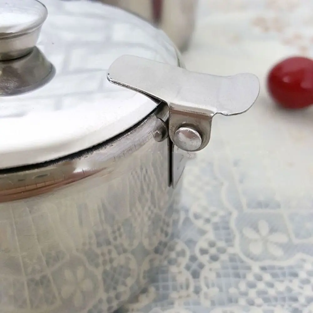 Practical Stainless Steel Sugar Bowl With Lid Spoon Dustproof Spice Container For Kichen Convenient Silver Condiment Pot