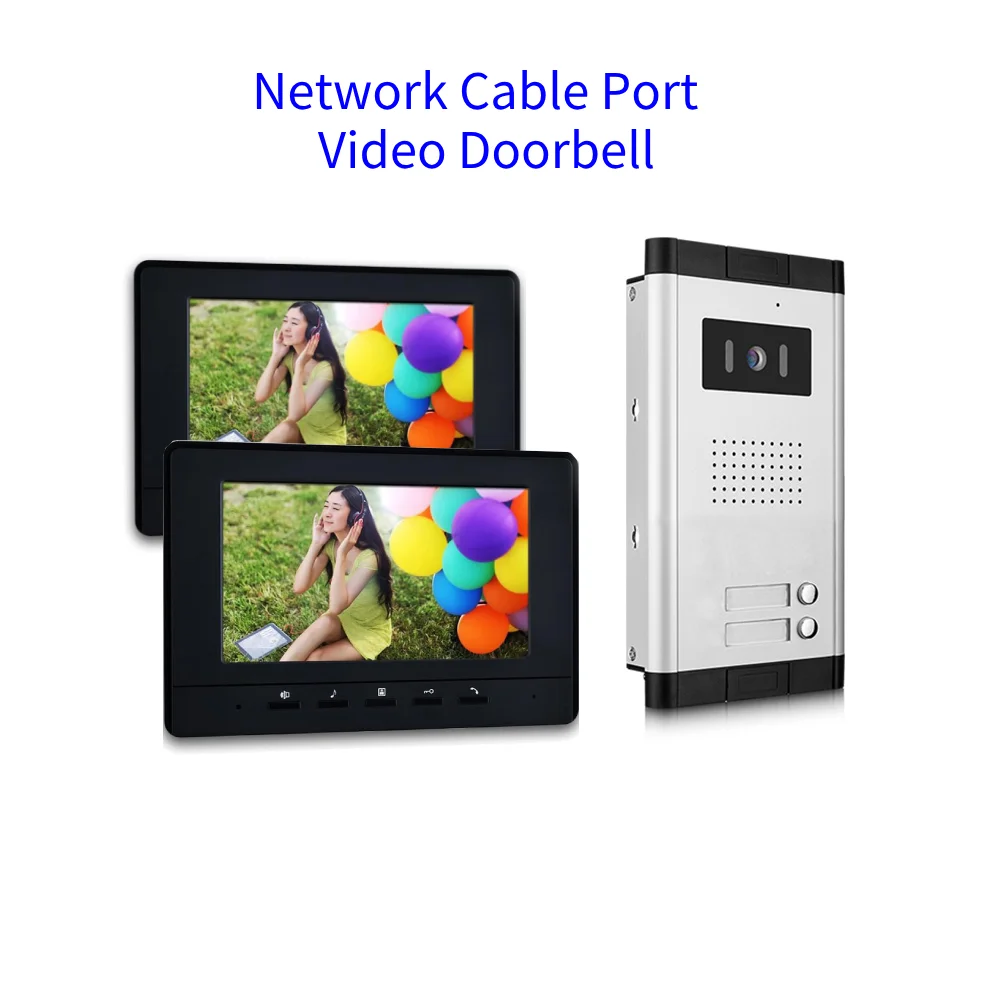 SmartYIBA 1-2 Units Apartment Video Intercom System Network Cable Port 2 Call Buttons Video Doorbell IR Night Vision Camera Kits