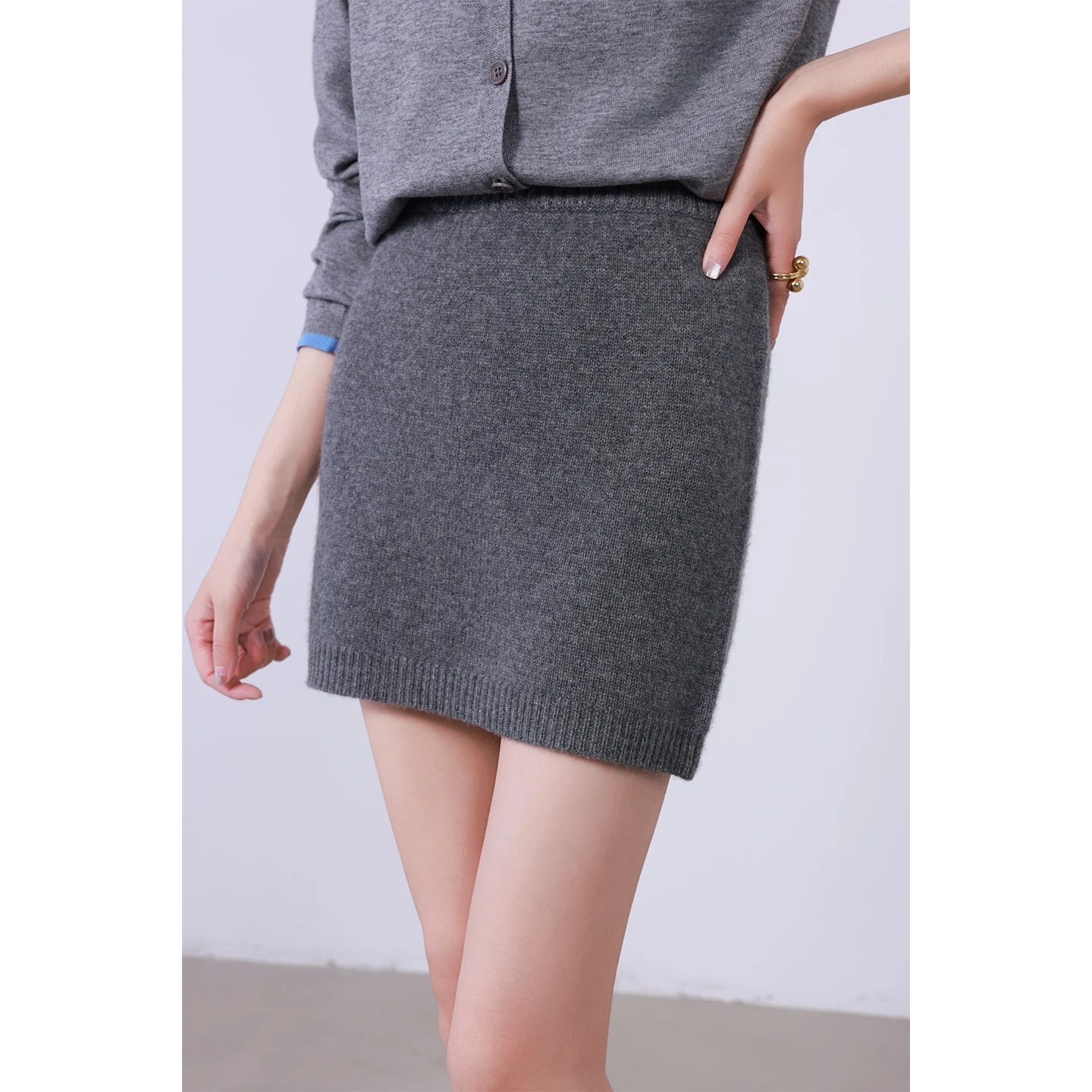 Versatile Youthful Mini Skirt 100% Cashmere Women Trendy Lady Bodycon Midi Skirt Autumn Winter Fashion Casual Knitted Bottoms