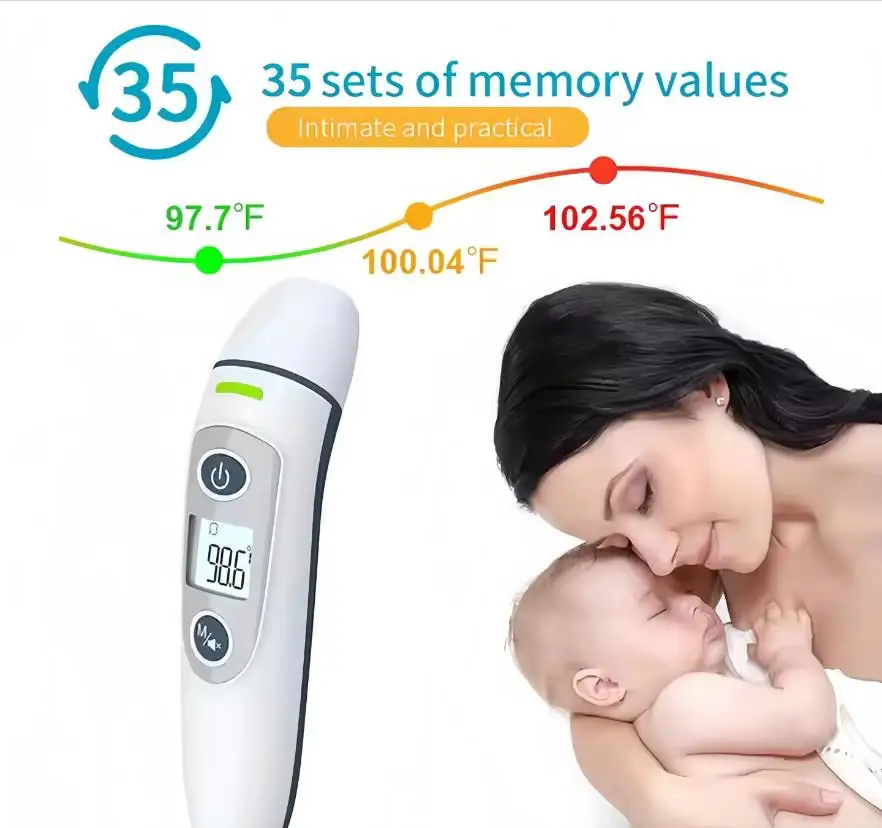 

Non contact multifunctional thermometer for children and adults, capable of quickly measuring ear temperature and frontal temper