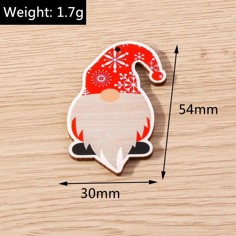 Tusember 10 Stück Weihnachtsanhänger aus Holz, Weihnachtsbaum, Weihnachtsmann, Zwerg, Schneemann, Anhänger für Schmuckherstellung, Ohrringe, Halsketten, DIY – Detail 11