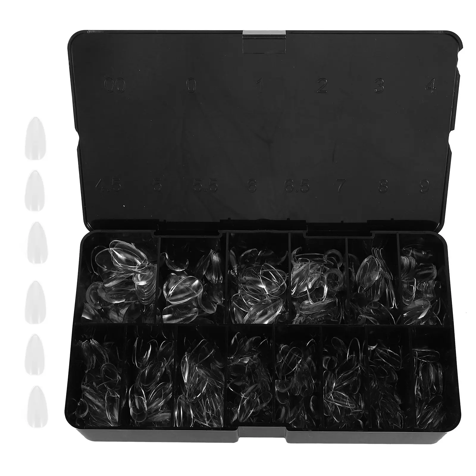 600Pcs Clear Almond Fake Nails Press on Nail Tips for French Manicure Home DIY Salon Use Crystal Transparent Seamless Nail Art