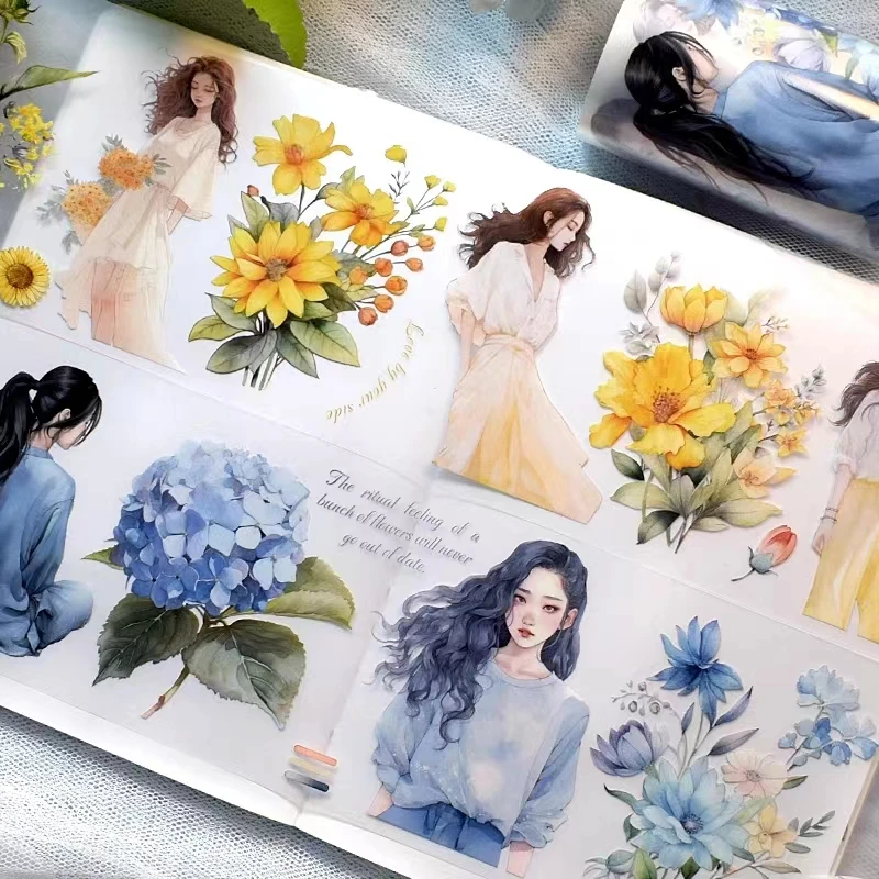 

2m Flower Girl Couple Special Oil PET Washi Tapes Craft Supplies DIY Scrapbooking Card Making Decorative Plan Sticker