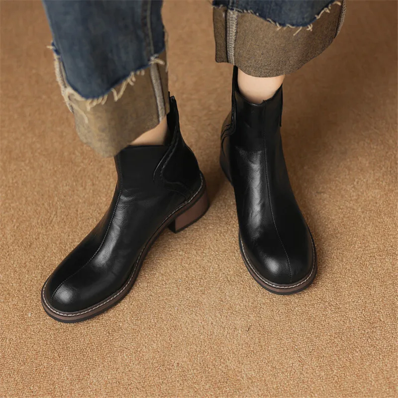 New Autumn Winter Women Boots Fashion Round Toe Shoes for Women Short Boots Women High Heel Botas De Mujer Comfort Chelsea Boots