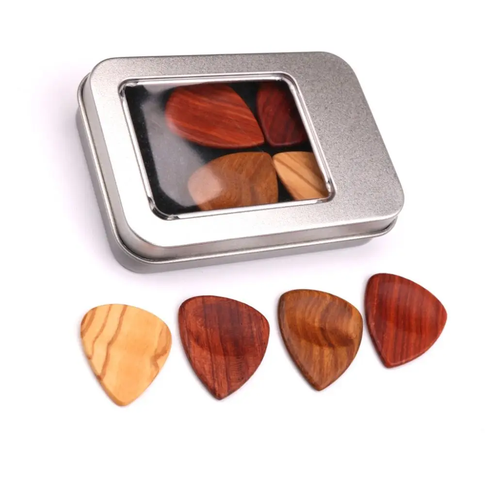 

4pcs Wood Acoustic Guitar Picks Accessories Guitar Picks With Holder Acoustic Guitar Plucked With Storage Box Pick Tools