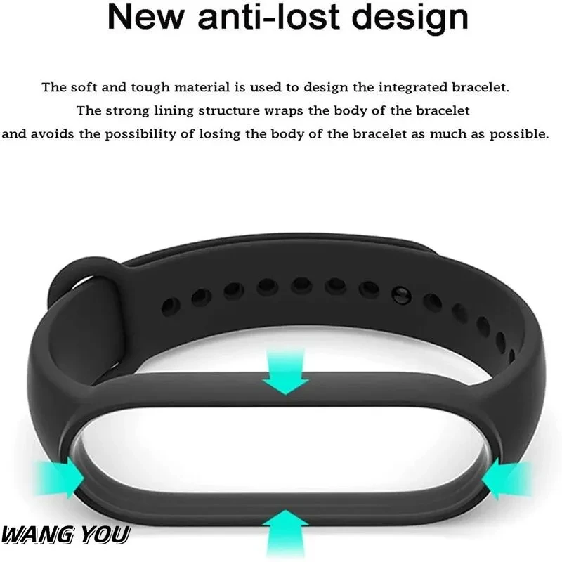 샤오미 미 밴드 7, 6, 5, 4, 3 용 팔찌, 실리콘 스포츠 시계 밴드, 7, 6, 3 용 교체 팔찌, 2 개